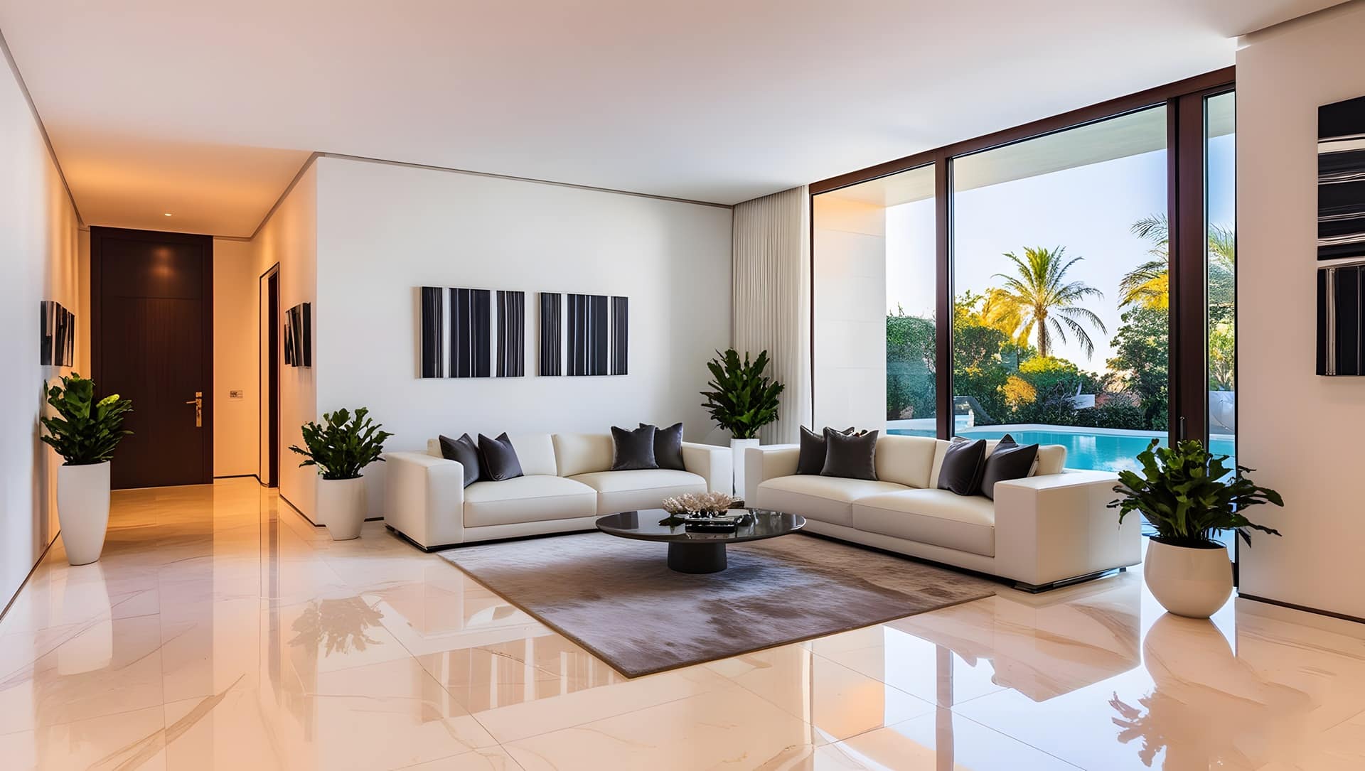 Eleganter Wohnbereich mit klaren Linien | Wandpolster