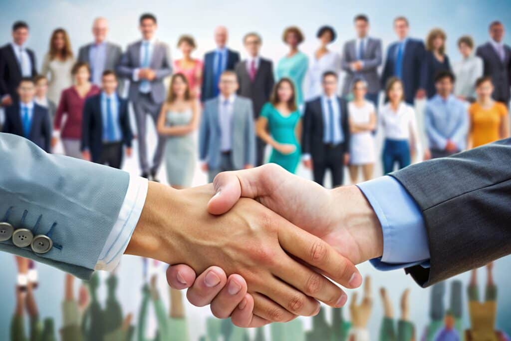 Geschäftspartner beim Händedruck | Arbeitsschutz E-Learning